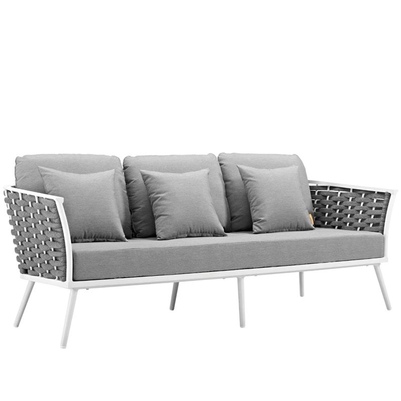Modway Stance 6-Piece Aluminum & Fabric Patio Sofa Set in White/Gray