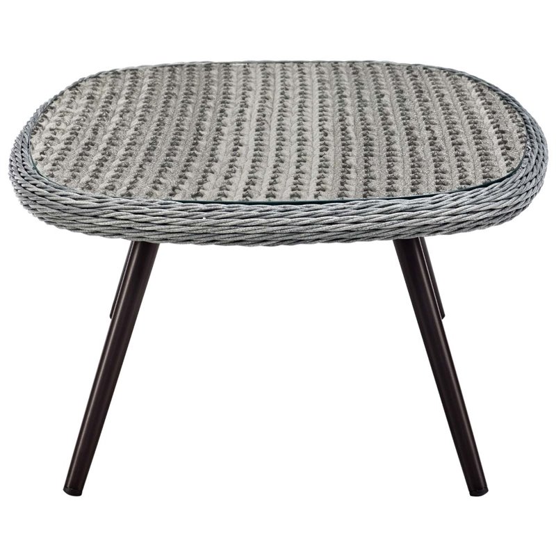 Modway Endeavor 4-Piece Wicker Rattan Patio Loveseat Set in Gray