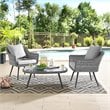 Modway Endeavor 3-Piece Rattan Patio Conversation Set in Gray