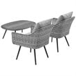 Modway Endeavor 3-Piece Rattan Patio Conversation Set in Gray