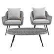 Modway Endeavor 3-Piece Rattan Patio Conversation Set in Gray