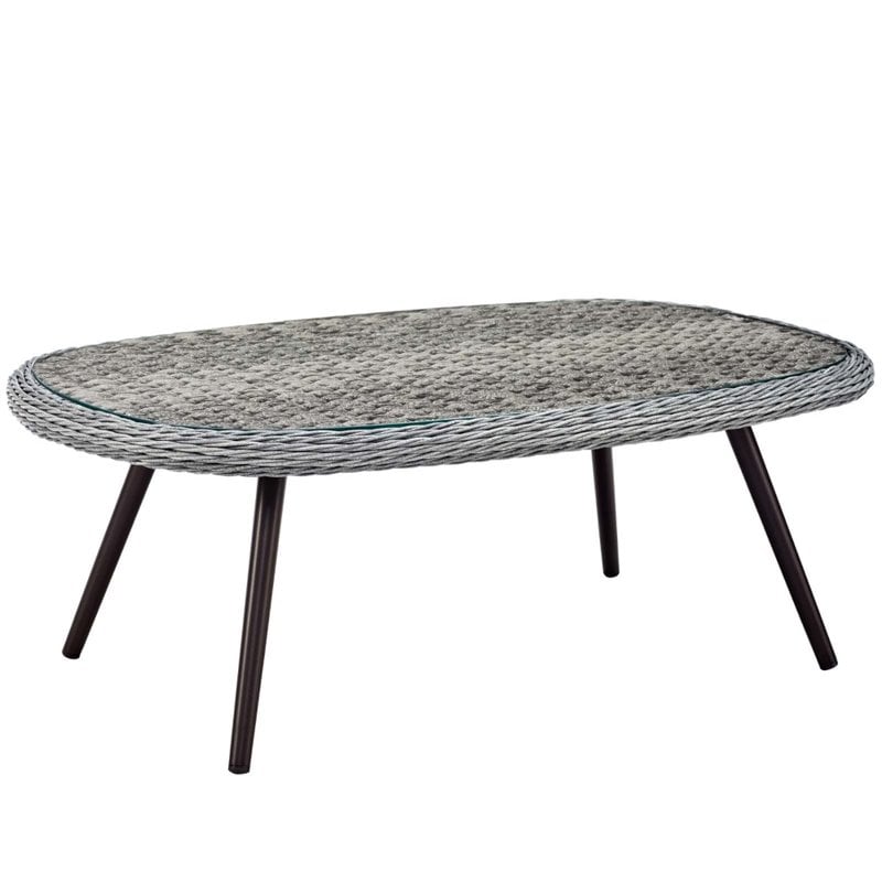 Modway Endeavor 3-Piece Rattan Patio Conversation Set in Gray