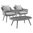 Modway Endeavor 3-Piece Rattan Patio Conversation Set in Gray