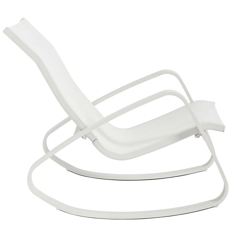 Modway Traveler Aluminum & Mesh Patio Rocking Chair in White (Set of 2)