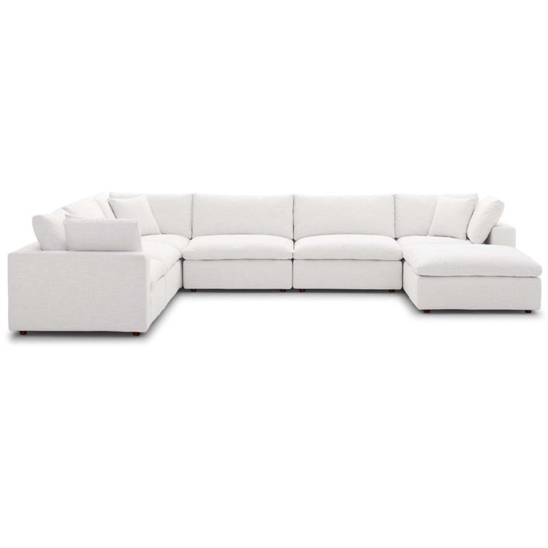 Modway Commix 7 Piece Down Filled Overstuffed Sectional Sofa Set in