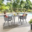 Modway Endeavor 3-Piece Rattan & Aluminum Patio Dining Set in Gray
