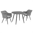 Modway Endeavor 3-Piece Rattan & Aluminum Patio Dining Set in Gray