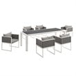 Modway Stance 7-Piece Aluminum & Fabric Patio Dining Set in White and Gray