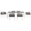 Modway Stance 7-Piece Aluminum & Fabric Patio Dining Set in White and Gray