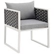 Modway Stance 7-Piece Aluminum & Fabric Patio Dining Set in White and Gray