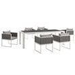 Modway Stance 7-Piece Aluminum & Fabric Patio Dining Set in White and Gray