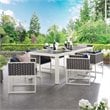 Modway Stance 7-Piece Aluminum & Fabric Patio Dining Set in White and Navy