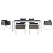 Modway Stance 7-Piece Aluminum & Fabric Patio Dining Set in White and Navy
