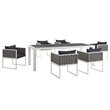 Modway Stance 7-Piece Aluminum & Fabric Patio Dining Set in White and Navy