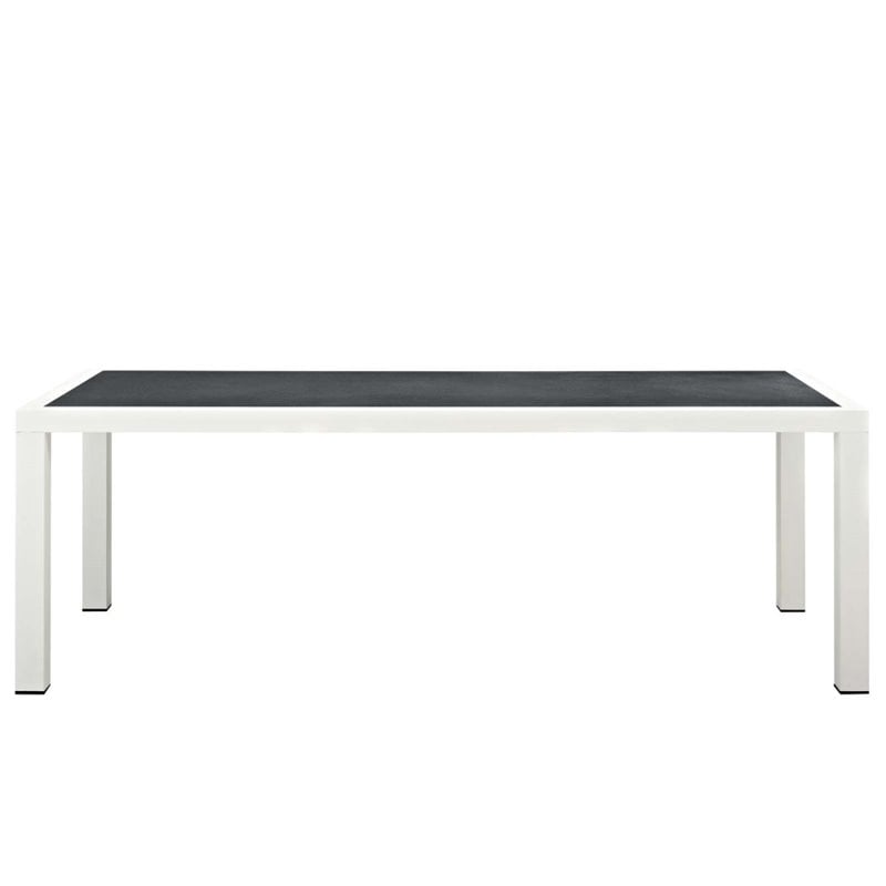 Modway Stance 9-Piece Aluminum & Fabric Patio Dining Set in White and Gray