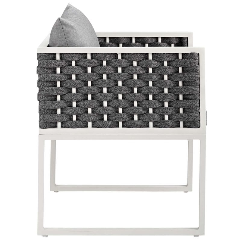 Modway Stance 9-Piece Aluminum & Fabric Patio Dining Set in White and Gray