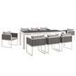 Modway Stance 9-Piece Aluminum & Fabric Patio Dining Set in White and Gray