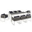 Modway Stance 9-Piece Aluminum & Fabric Patio Dining Set in White and Navy