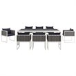 Modway Stance 9-Piece Aluminum & Fabric Patio Dining Set in White and Navy