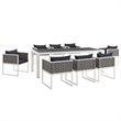 Modway Stance 9-Piece Aluminum & Fabric Patio Dining Set in White and Navy
