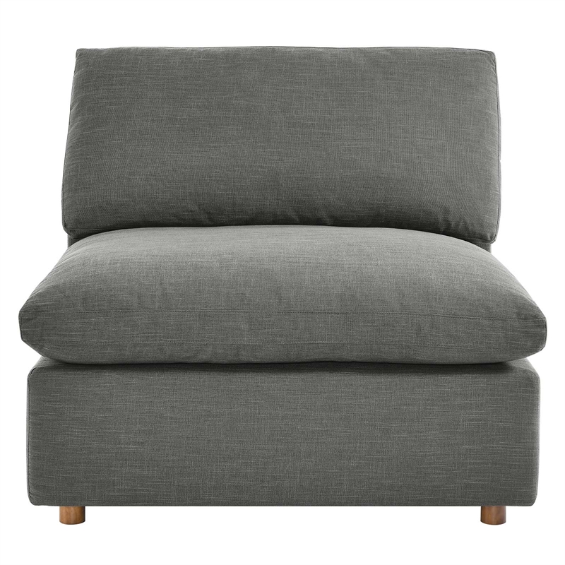 Modway Commix Fabric Down Filled Overstuffed Armless Chair in Gray
