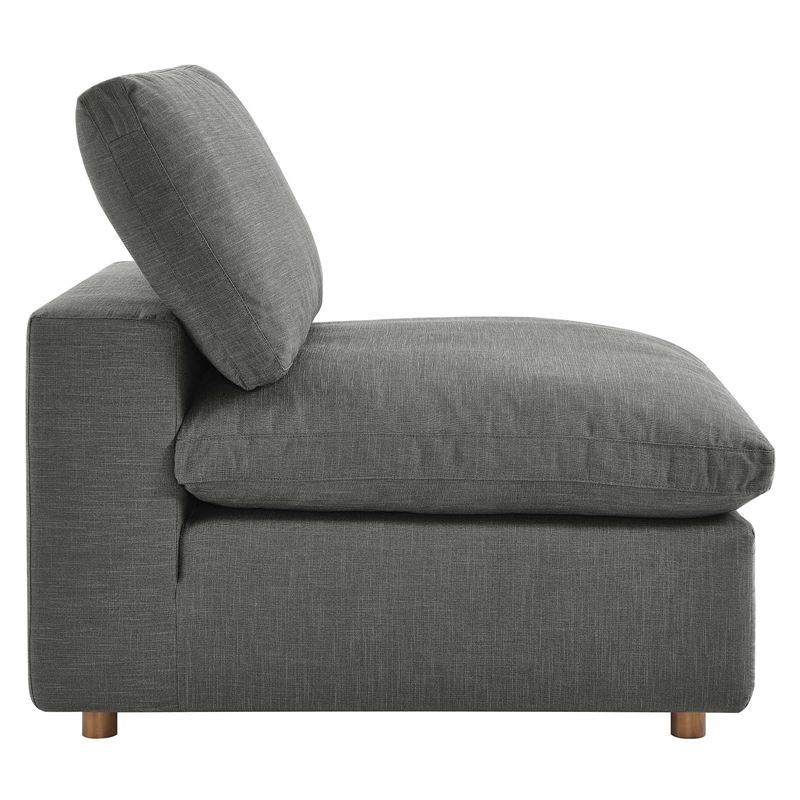 Modway Commix Fabric Down Filled Overstuffed Armless Chair in Gray