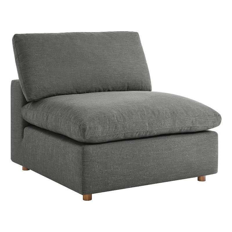 Modway Commix Fabric Down Filled Overstuffed Armless Chair in Gray