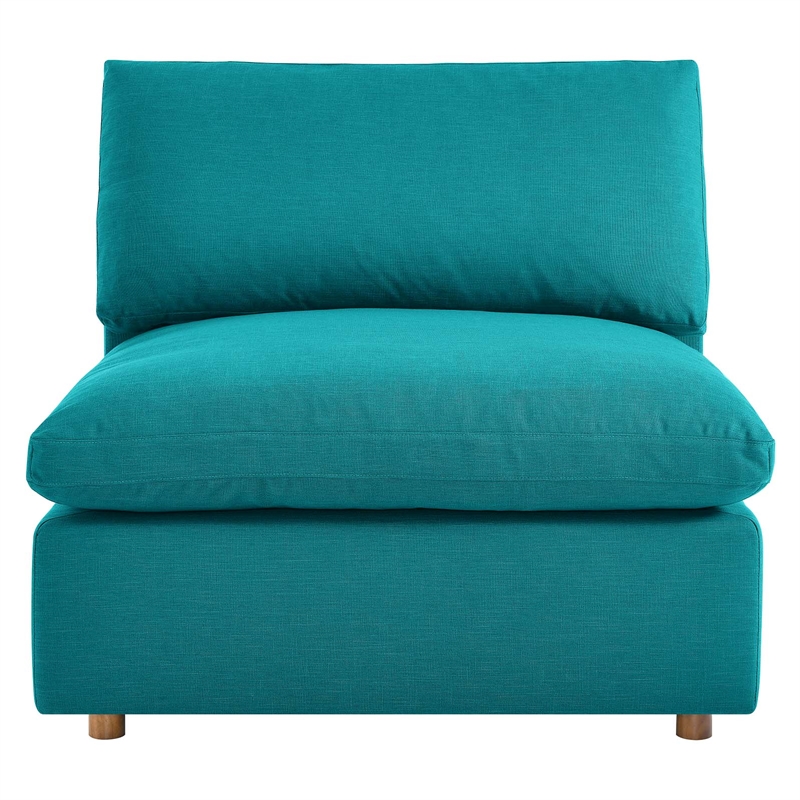 Modway Commix Fabric Down Filled Overstuffed Armless Chair in Teal