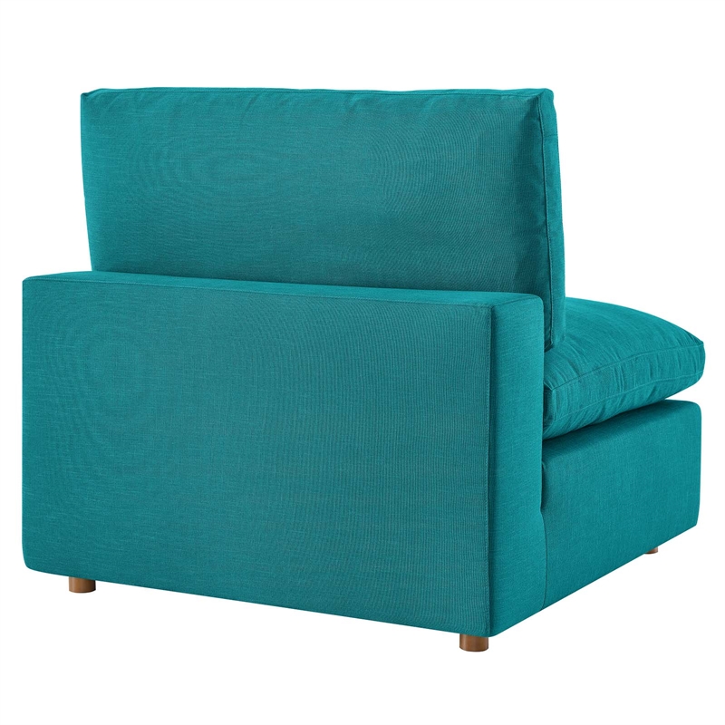 Modway Commix Fabric Down Filled Overstuffed Armless Chair in Teal