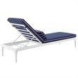 Modway Perspective Aluminum Patio Chaise Lounge Chair in White and Striped Navy