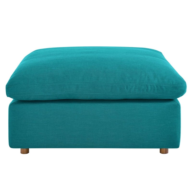 Modway Commix Modern Down Filled Overstuffed Fabric Ottoman in Teal