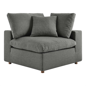 Modway Commix Fabric Down Filled Overstuffed Corner Chair in Gray