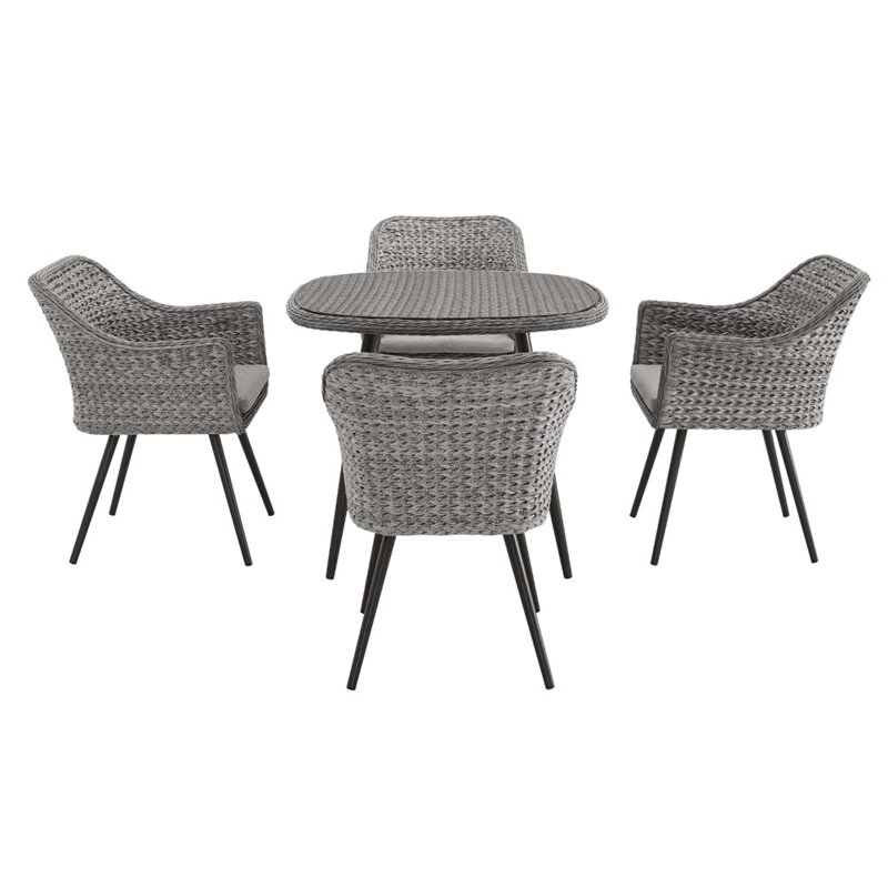Modway Endeavor 5-Piece Rattan & Aluminum Patio Dining Set in Gray