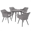 Modway Endeavor 5-Piece Rattan & Aluminum Patio Dining Set in Gray