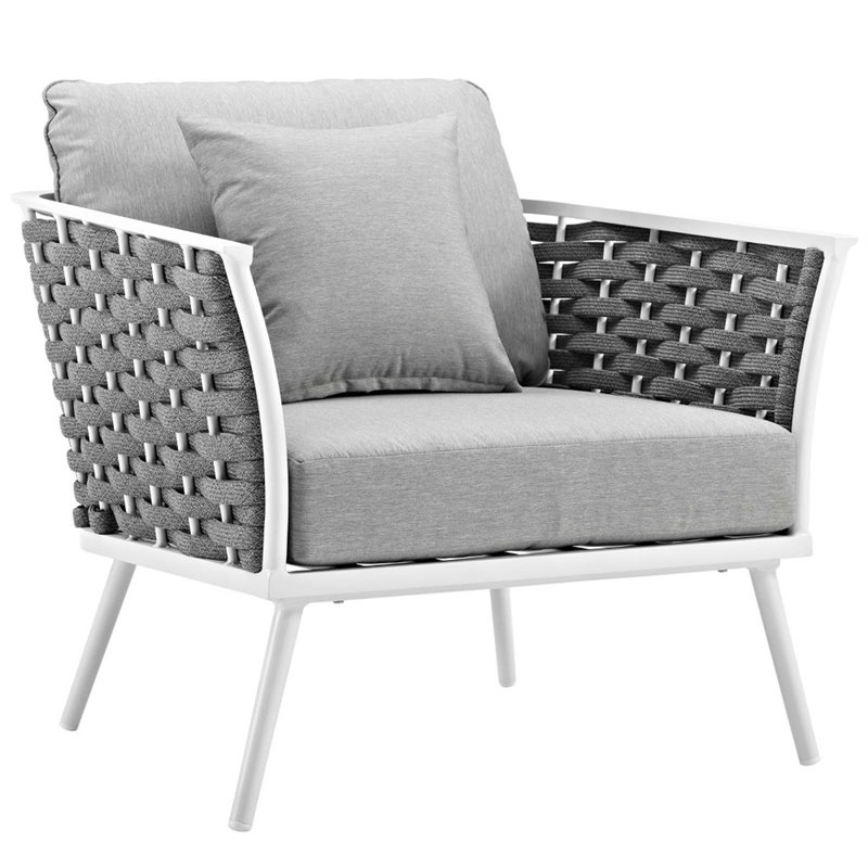 Modway Stance 5-Piece Aluminum & Fabric Patio Set in White and Gray