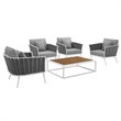 Modway Stance 5-Piece Aluminum & Fabric Patio Set in White and Gray