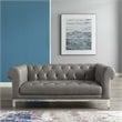Modway Idyll Tufted Button Upholstered Leather Chesterfield Loveseat in Gray