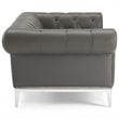 Modway Idyll Tufted Button Upholstered Leather Chesterfield Loveseat in Gray