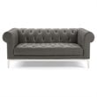 Modway Idyll Tufted Button Upholstered Leather Chesterfield Loveseat in Gray