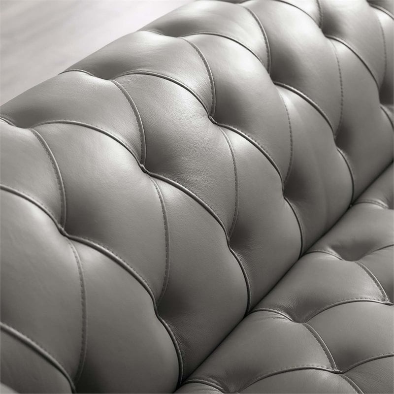 Modway Idyll Tufted Button Upholstered Leather Chesterfield Armchair in Gray