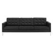 Modway Loft Tufted Vegan Leather Stainless Steel Sofa in Silver/Black