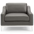 Modway Harness Modern Stainless Steel and Leather Armchair in Gray