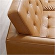 Modway Loft Tufted Vegan Leather Stainless Steel Sofa in Silver/Tan