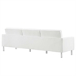 Modway Loft Tufted Vegan Leather Stainless Steel Sofa in Silver/White