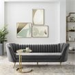 Modway Opportunity Vertical Channel Tufted Curved Velvet Sofa in Gray