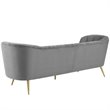 Modway Opportunity Vertical Channel Tufted Curved Velvet Sofa in Gray
