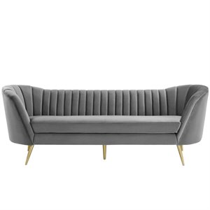 modway opportunity vertical channel tufted curved velvet sofa
