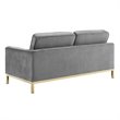 Modway Loft Stainless Steel Leg Performance Velvet Loveseat in Gold/Gray