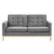 Modway Loft Stainless Steel Leg Performance Velvet Loveseat in Gold/Gray