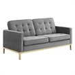 Modway Loft Stainless Steel Leg Performance Velvet Loveseat in Gold/Gray